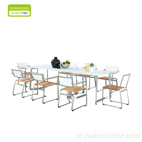 Conjunto de mesa de jantar de backrest ajustável Mobiliário de exterior
